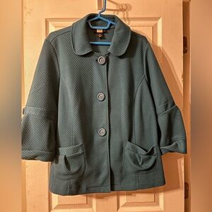 Studio 1940 Emerald Green soft quilted blazer, Plus size 18W. Relaxed fit.